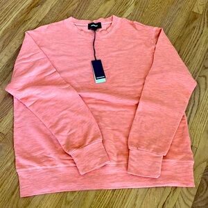 Monrow Ladies Small Crew Neck Sweatshirt NWT Heathered Coral